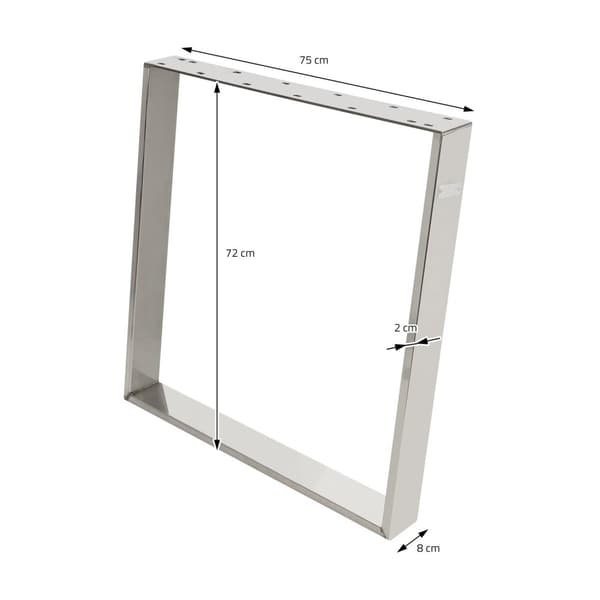 ML-Design 2 kpl pöytäjalat 80 asteen kaltevuudella; 75x72 cm; hopea; profiili 8x2 cm; viistot pöytäjalat; metalliset huonekalujalat; kalteva