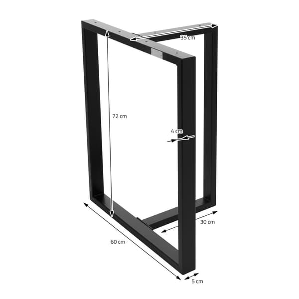 ML-Design 2-delat bordssats B60xH72 cm i T-form; metall; svart; industriell design; kufunderrede för matbord och skrivbord; bordsben; bordskidor;