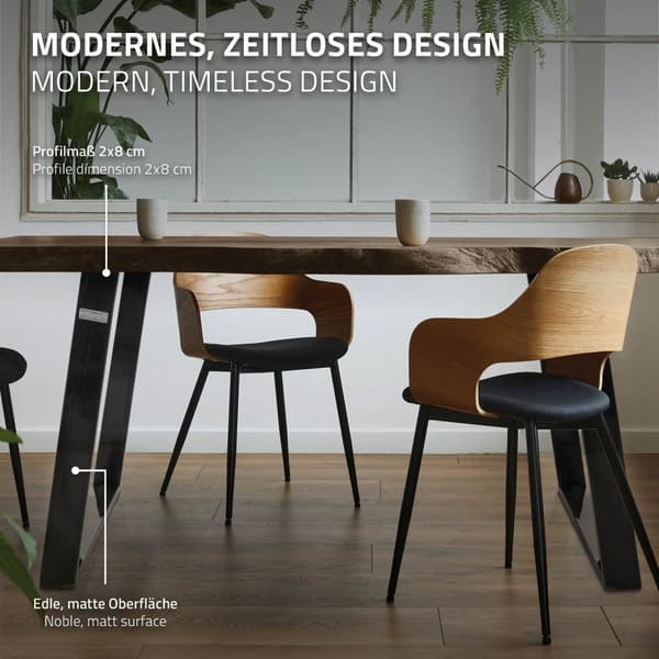 ML-Design 2-delars set Tischkufen 80GRAD Neigung; 75x72 cm; Industriell; Profil 8x2 cm; Lutande bordsben; Metall Möbelkufen; Stål bordställ;
