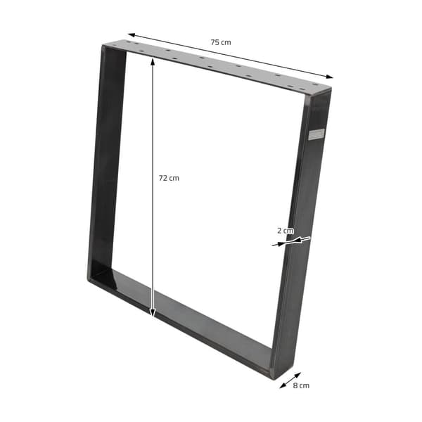 ML-Design 2-delars set Tischkufen 80GRAD Neigung; 75x72 cm; Industriell; Profil 8x2 cm; Lutande bordsben; Metall Möbelkufen; Stål bordställ;