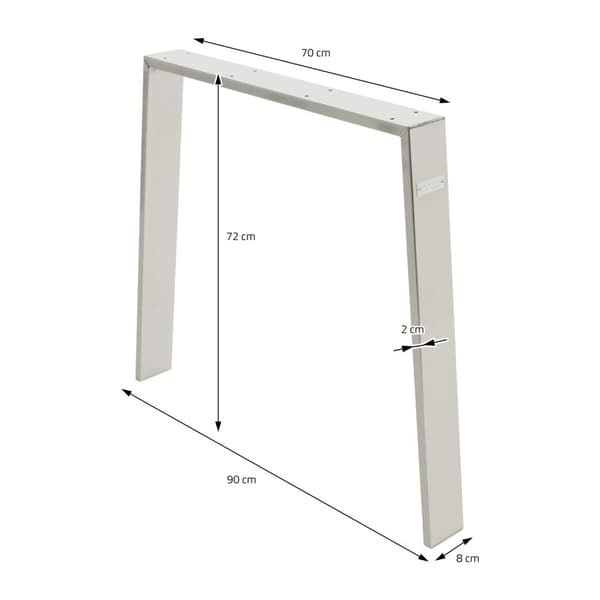 Pöydänjalat 2 kpl 90x72 cm hopea ruostumaton teräs ML design