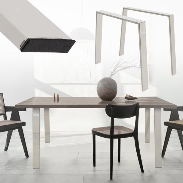 Pöydänjalat 2 kpl 90x72 cm hopea ruostumaton teräs ML design