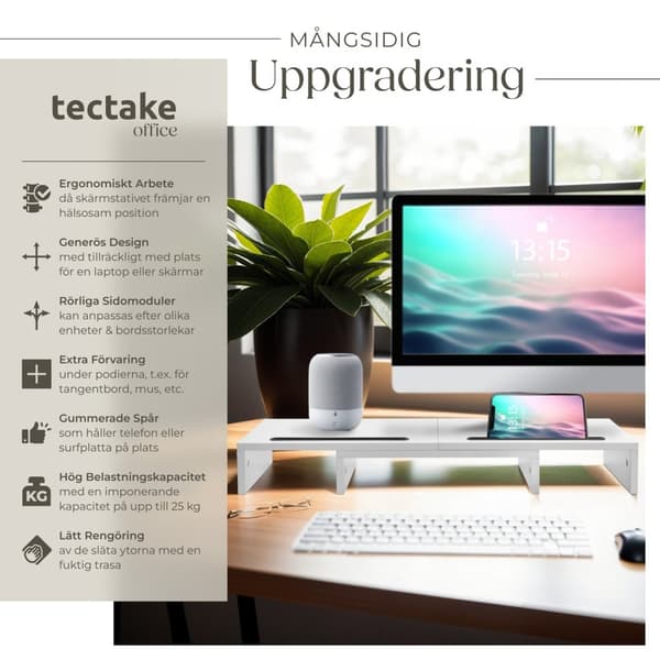 Skärmstativ Bozen, 3-delad, inkl. smartphonehållare - vit