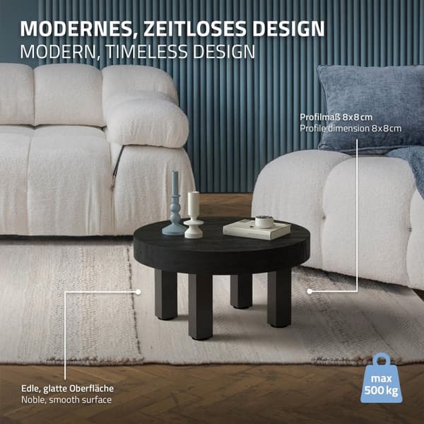 ML-Design set med 4 bordsben I-Design 30 cm, mörkgrå industriell look, pulverlackerat stål, kantiga, profil 8x8 cm, höjdjusterbara möbelben 1-4 cm,
