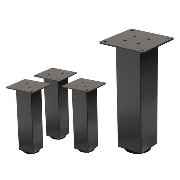 ML-Design set med 4 bordsben I-Design 30 cm, mörkgrå industriell look, pulverlackerat stål, kantiga, profil 8x8 cm, höjdjusterbara möbelben 1-4 cm,