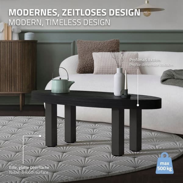 ML-Design set med 4 bordsben I-Design 42 cm, mörkgrå, industriell look, pulverlackerat stål, kantig, profil 8x8 cm, höjdjusterbara möbelben 1-4 cm,