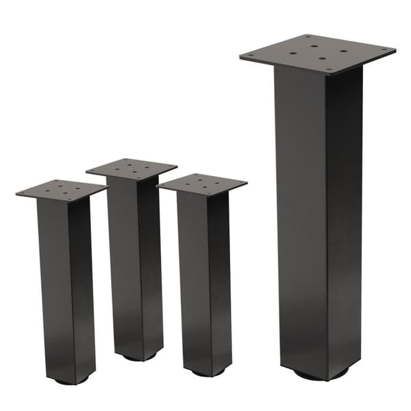 ML-Design set med 4 bordsben I-Design 42 cm, mörkgrå, industriell look, pulverlackerat stål, kantig, profil 8x8 cm, höjdjusterbara möbelben 1-4 cm,