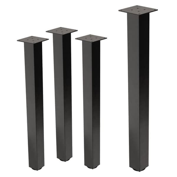 ML-Design set med 4 bordsben I-Design 90 cm, mörkgrå, industriellt utseende, pulverlackerat stål, profil 8x8 cm, höj- och sänkbara möbelben, möbelben