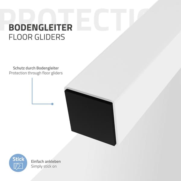 ML-Design set om 4 bordsben vinklade 72 cm, vit blank, tillverkade av pulverlackerat stål, kantiga, profil 4x4 cm, I-form, möbelben metall 96°
