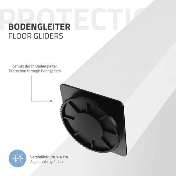 ML-Design sæt med 4 bordben I-Design 30 cm, blank hvid, af pulverlakeret stål, kantet, profil 8x8 cm, højdejusterbare møbelben 1-4 cm, møbelben til