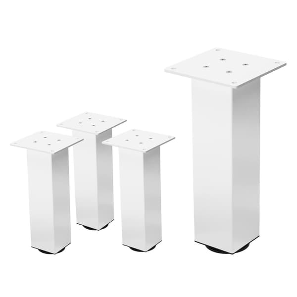 ML-Design sæt med 4 bordben I-Design 30 cm, blank hvid, af pulverlakeret stål, kantet, profil 8x8 cm, højdejusterbare møbelben 1-4 cm, møbelben til