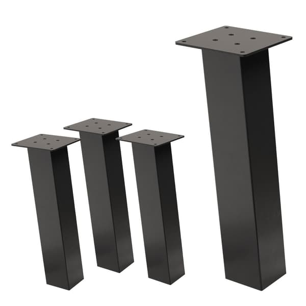 ML-Design set med 4 bordsben vinklade H:42 cm, mörkgrå, industriell look, pulverlackerat stål, profil 8x8 cm, I-form, möbelben metall 96° lutning,