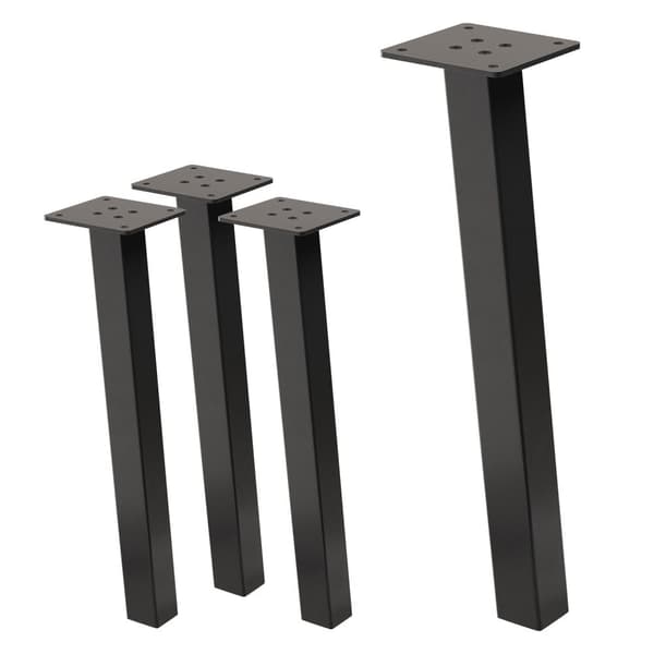 ML-Design set med 4 bordsben vinklade 42 cm, mörkgrå look industriell, tillverkad av pulverlackerat stål, profil 4x4cm, I-form, möbelben metall 96°