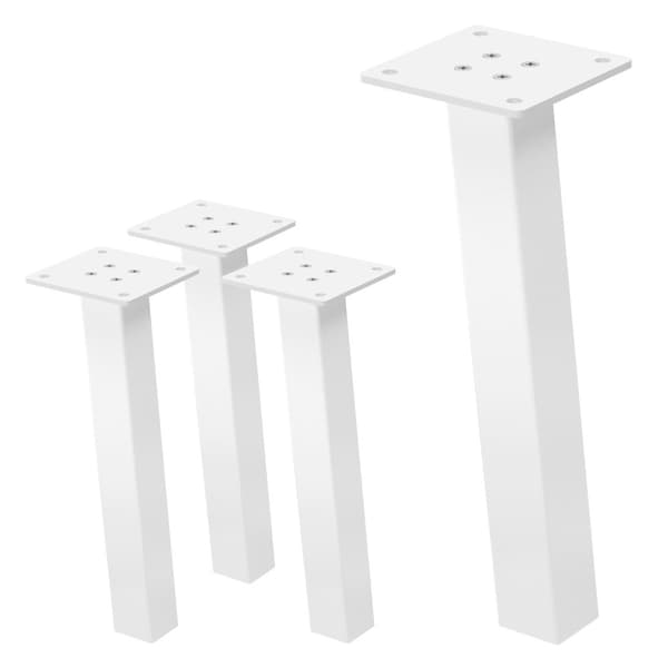 ML-Design sæt med 4 bordben vinklet H:30 cm, hvid blank, fremstillet af pulverlakeret stål, kantet, profil 4x4 cm, I-form, møbelben metal 96°