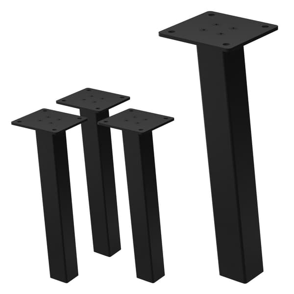 ML-Design set om 4 bordsben vinklade H:30 cm, blank svart, tillverkade av pulverlackerat stål, kantiga, profil 4x4 cm, I-form, möbelben metall 96°