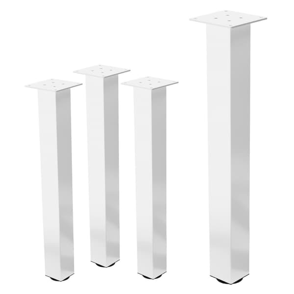 ML-Design 4 pöydänjalkaa I-Design 72 cm, kiiltävä valkoinen, jauhemaalattua terästä, kulmikas, profiili 8x8 cm, korkeussäädettävät kalustejalat 1-4