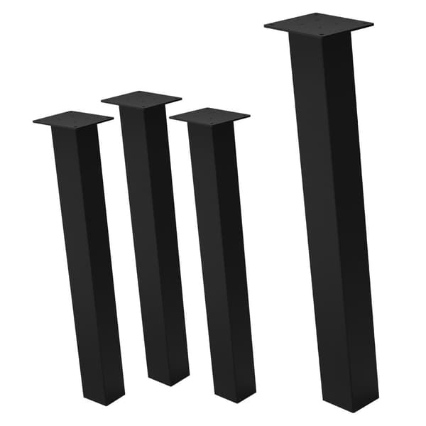 ML-Design set med 4 bordsben vinklade 72 cm, blank svart, tillverkade av pulverlackerat stål, kantiga, profil 8x8 cm, I-form, möbelben metall 96°