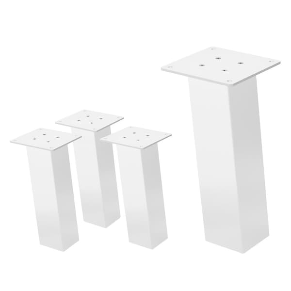 ML-Design sæt med 4 bordben vinklet H:30 cm, hvid blank, fremstillet af pulverlakeret stål, vinkelformet, profil 8x8 cm, I-form, møbelben metal 96°