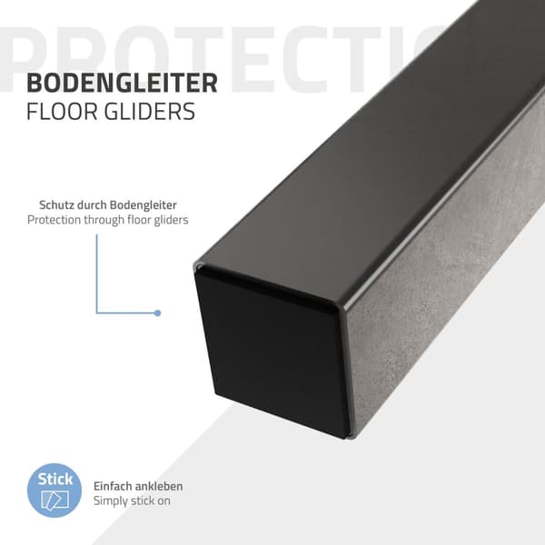 ML-Design sæt med 4 bordben vinklet 72 cm, mørkegrå, industrielt look, pulverlakeret stål, profil 4x4 cm, I-form, møbelben metal 96° hældning,