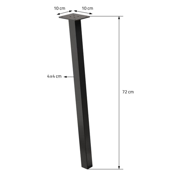 ML-Design sæt med 4 bordben vinklet 72 cm, mørkegrå, industrielt look, pulverlakeret stål, profil 4x4 cm, I-form, møbelben metal 96° hældning,