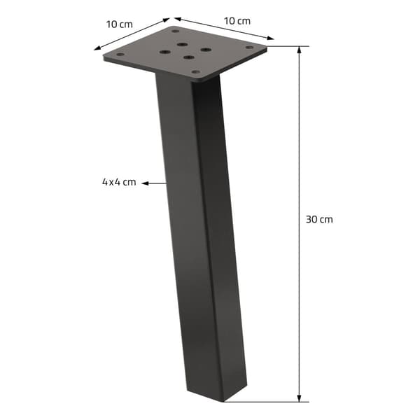 ML-Design set med 4 snedställda bordsben H30 cm, mörkgrå look industriellt tillverkad av pulverlackerat stål, profil 4x4cm, I-form, möbelben metall
