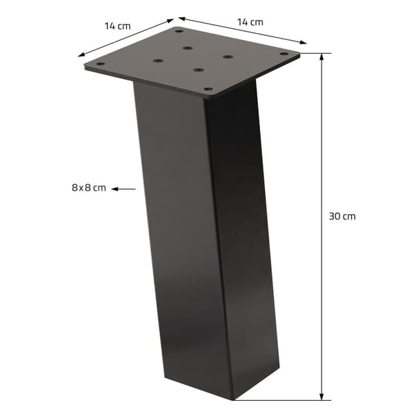 ML-Design sæt med 4 bordben vinklet H:30 cm, mørkegrå, industrielt look, pulverlakeret stål, profil 8x8 cm, I-form, møbelben metal 96° hældning,