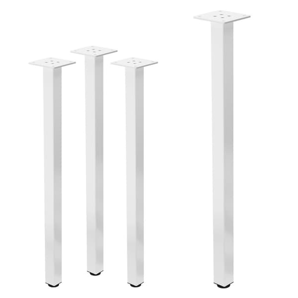 ML-Design set med 4 bordsben I-Design 72 cm, högblank vit, av pulverlackerat stål, kantiga, profil 4x4 cm, höjdjusterbara möbelben 1-4 cm, möbelben