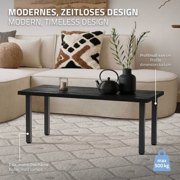 ML-Design sæt med 4 bordben I-Design 42 cm, mørkegrå, industrielt look, pulverlakeret stål, kantet, profil 4x4 cm, højdejusterbare møbelben 1-4 cm,