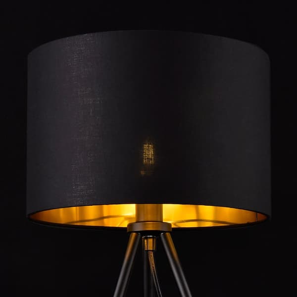 [lux.pro]® Bordslampa Metz-51x30cm-metall-textil-svart-guld-1xE14,max.40W