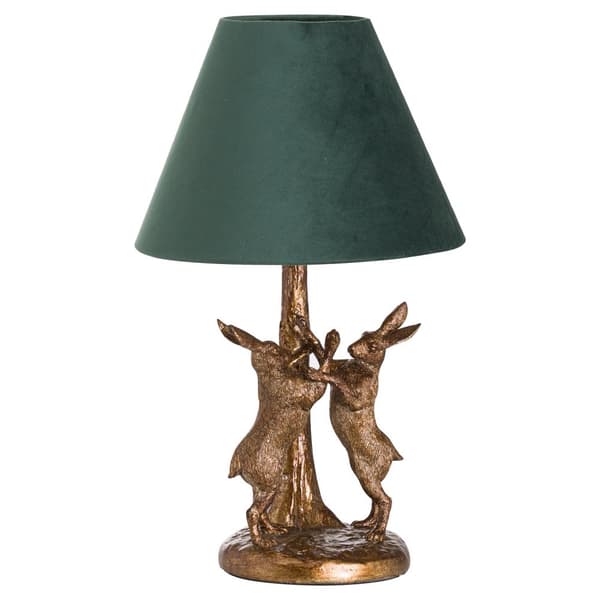 Hill Interiors Bordlampe med marcherende harer Antique Gold/Green One Size