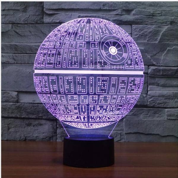 Dekorativ Star Wars lampa med 3D-effekt och skiftande färg - Death Star