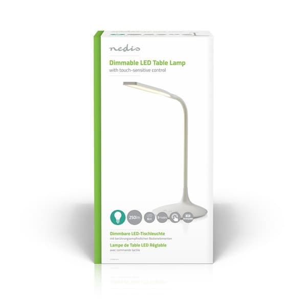 Nedis LED bordlampe | Dimbar | 250 lm | Oppladningsbar | Touch Function | Hvit