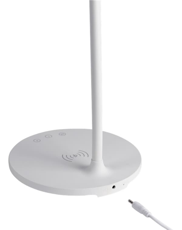 DELTACO OFFICE LED bordlampe, med trådløs hurtiglading, 360lm, hvit