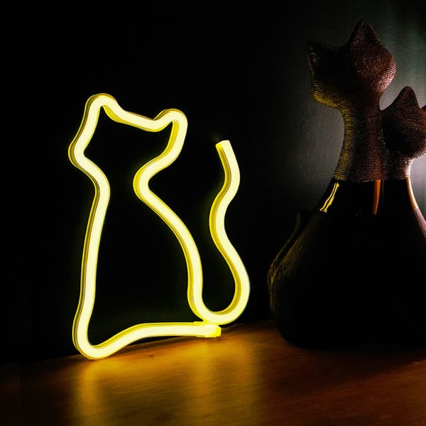 Forever Light Neon LED-lys Katt, batteri + USB FLNEO3, varm hvit
