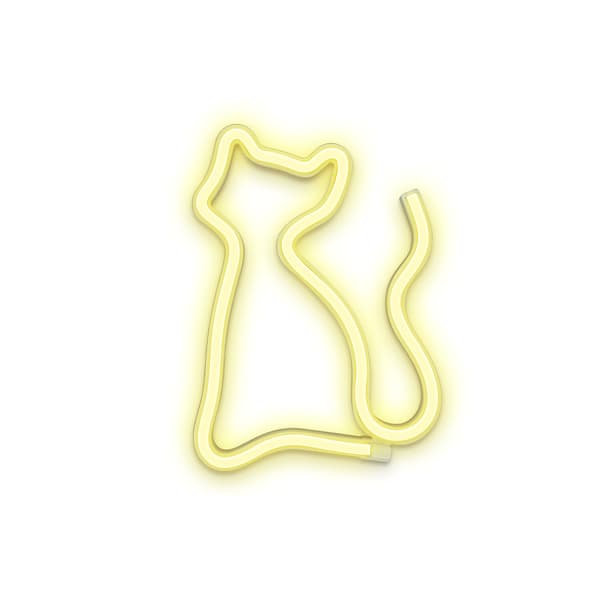 Forever Light Neon LED-lys Katt, batteri + USB FLNEO3, varm hvit
