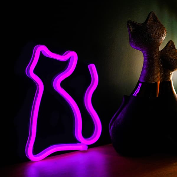 Forever Light Neon LED-lys Kat, batteri + USB FLNEO4, Pink