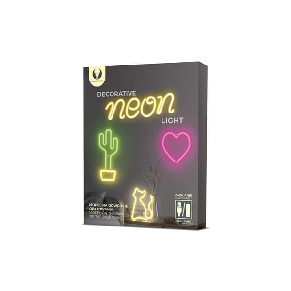 Forever Light Neon LED-lys Kat, batteri + USB FLNEO4, Pink