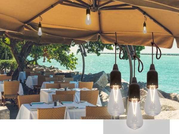 Securit® LED lamper til parasol COPENHAGEN, ledningsfri og genopladelig, 3 stk., brun