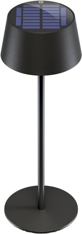 Goobay Trådlös LED-bordslampa med solcell, svart med touchkontroll, 150 lm, varmvit (3000 K), steglöst dimbar