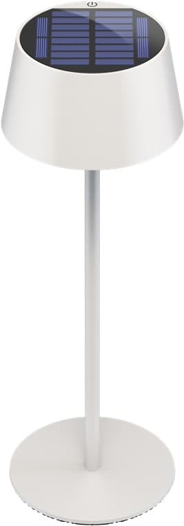 Goobay Trådløs solcelledrevet LED-bordlampe, hvit med berøringskontroll, 150 lm, varmhvit (3000 K), trinnløst dimbar
