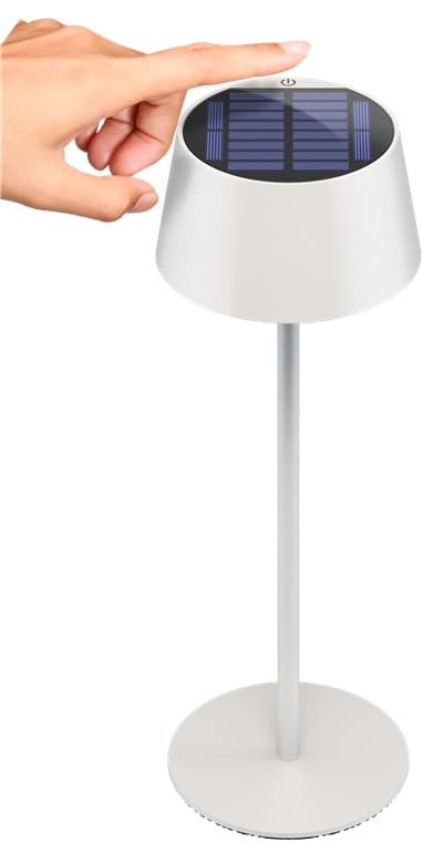 Goobay Trådløs solcelledrevet LED-bordlampe, hvit med berøringskontroll, 150 lm, varmhvit (3000 K), trinnløst dimbar