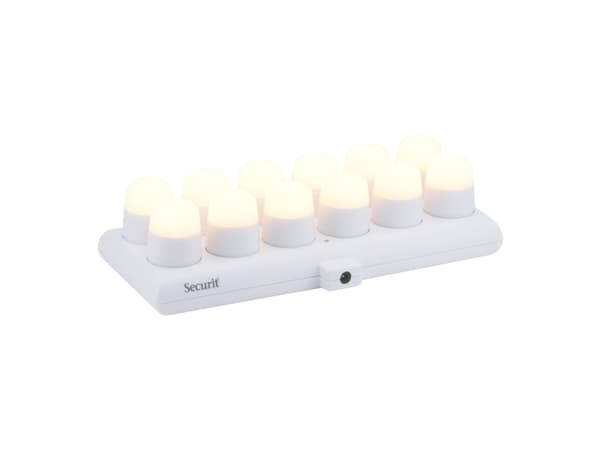Securit® AMSTERDAM LED Fyrfadslys 12 stk. + ladest., hvidt lys