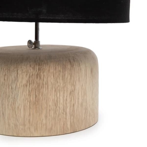 Teak Træ Bordlampe - Natur Sort