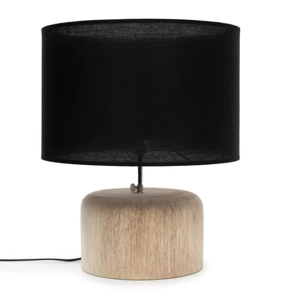 Teak Træ Bordlampe - Natur Sort
