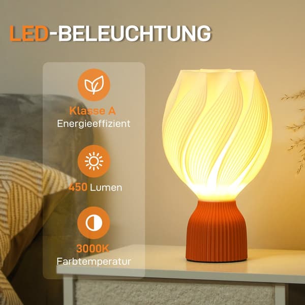 Bordslampa, LED, 16.5x16.5x28 cm, Vit