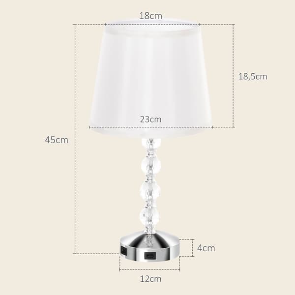 Bordlampe, LED, 23x23x45 cm, Sølv