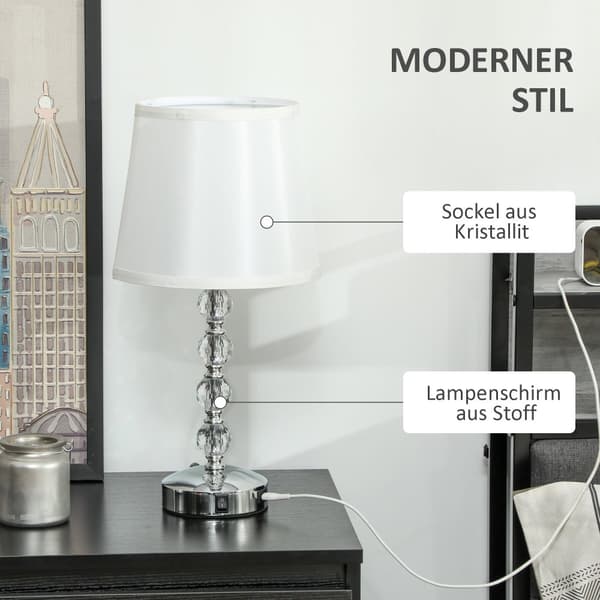 Bordlampe, LED, 23x23x45 cm, Sølv