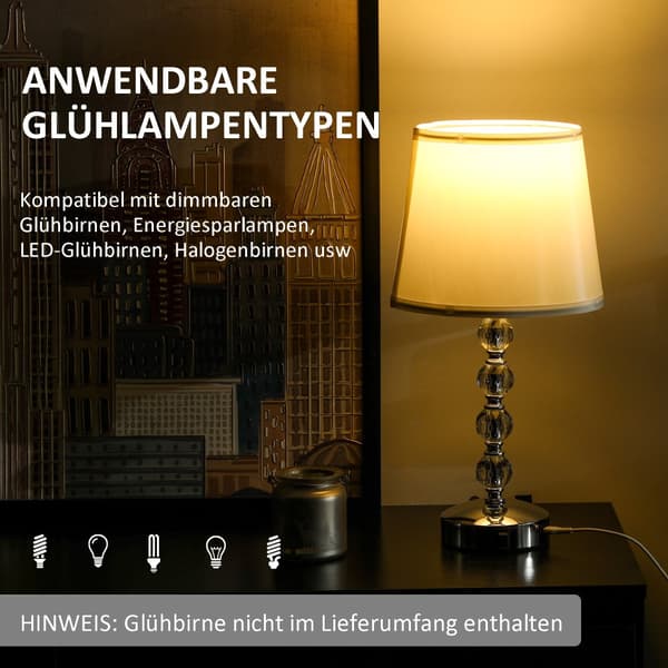 Bordlampe, LED, 23x23x45 cm, Sølv