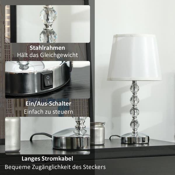 Bordlampe, LED, 23x23x45 cm, Sølv
