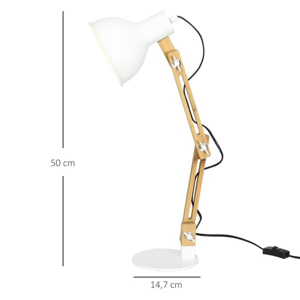Skrivbordslampa, Aosom, 36x15.5x50 cm, Naturlig Vit